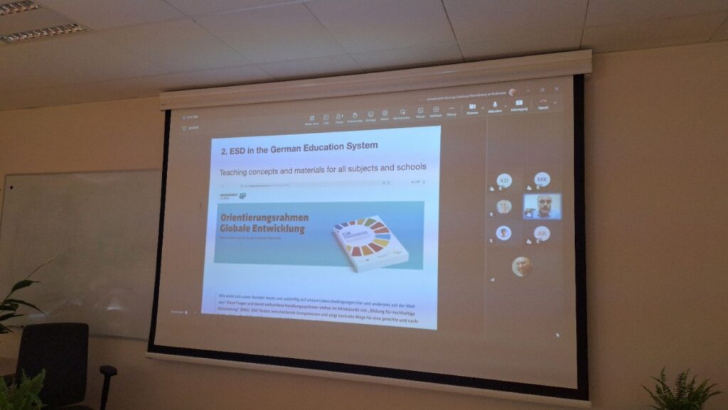 Photo 13. Prof. Armin Lude (University of Education Ludwigsburg, Germany) delivering his lecture online “Implementing Education for Sustainable Development in German Schools: Implications for Teacher Education and Practice”. Photo 13. Prof. Armin Lude (University of Education Ludwigsburg, Germany) delivering his lecture online “Implementing Education for Sustainable Development in German Schools: Implications for Teacher Education and Practice”.